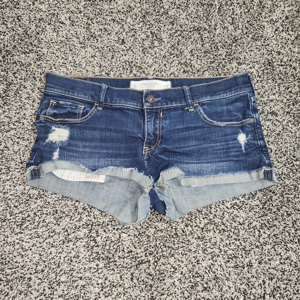 abercrombie fitch micro Mini Booty Jean shorts Low Rise Y2k Vtg 2000's Size 6/28